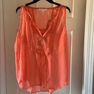 Orange/coral sleeveless blouse. Size medium